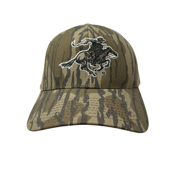 Winchester Rifle Horse Rider Logo Snapback Trucker Hat Cap Mossy Oak Bottomlands - Picture 1 of 12